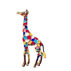 Colorful Giraffe Mosaic Brooch